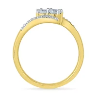 Womens 2MM 3/8 CT. T.W. Natural White Diamond 10K Gold Bypass  Band