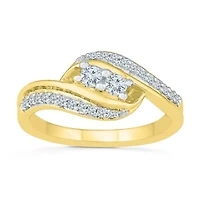 Womens 1/3 CT. T.W. Natural White Diamond 10K Gold Cocktail Ring