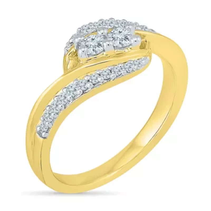Womens 1/3 CT. T.W. Natural White Diamond 10K Gold Cocktail Ring