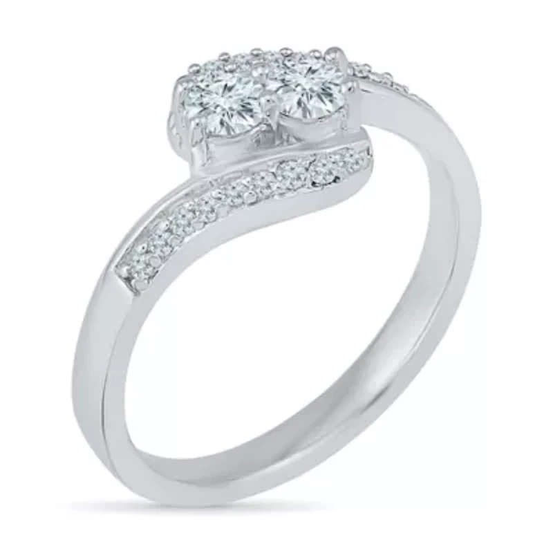Womens 3/8 CT. T.W. Natural White Diamond 10K Gold Cocktail Ring