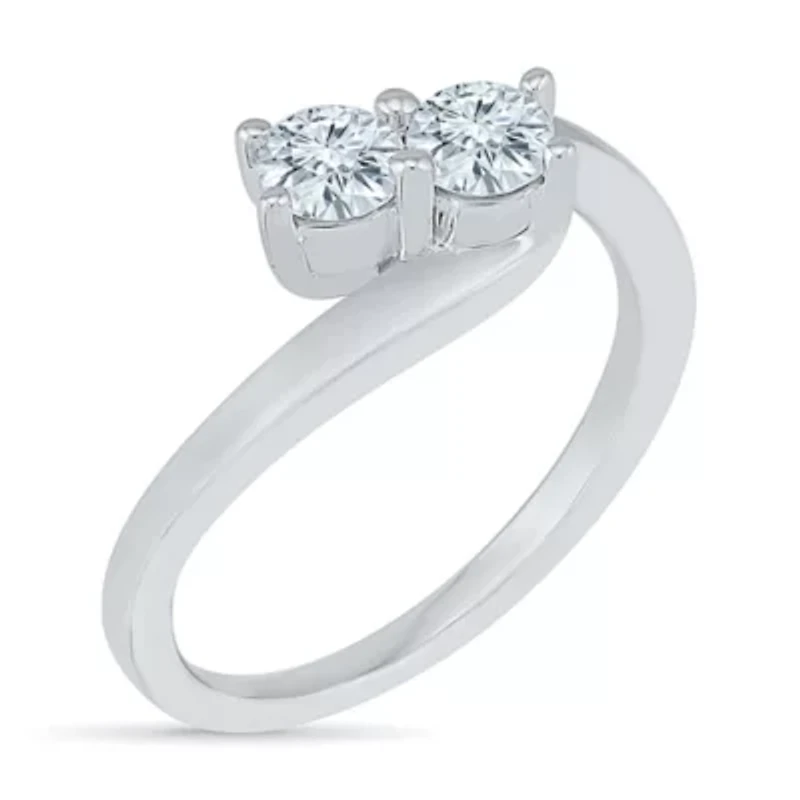 Womens 2MM / CT. T.W. Natural White Diamond 10K Gold Bypass Band