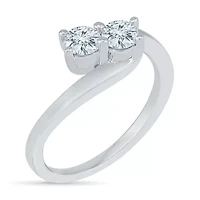 Womens 2MM / CT. T.W. Natural White Diamond 10K Gold Bypass Band