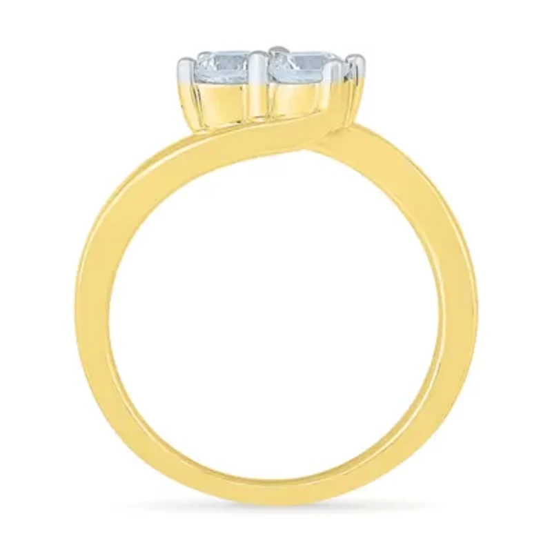 Womens 2MM 1/2 CT. T.W. Natural White Diamond 10K Gold Bypass Band