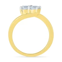 Womens 2MM 1/2 CT. T.W. Natural White Diamond 10K Gold Bypass Band