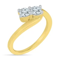 Womens 2MM 1/2 CT. T.W. Natural White Diamond 10K Gold Bypass Band