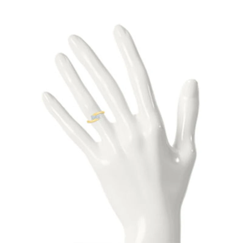 Womens 2MM 1/2 CT. T.W. Natural White Diamond 10K Gold Bypass Band