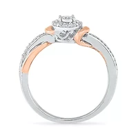 Promise My Love Womens 1/5 CT. Natural White Diamond 10K Gold Round Side Stone Halo Ring