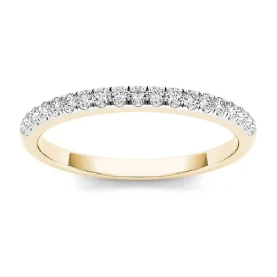 Womens 2MM 1/5 CT. Natural White Diamond 10K Gold Wedding Band