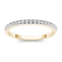 Womens 2MM 1/5 CT. Natural White Diamond 10K Gold Wedding Band