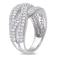Womens 4mm White Sapphire Sterling Silver Band