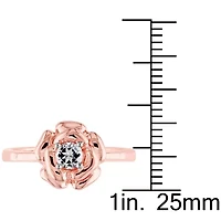 Womens Lab Created White Sapphire 18K Rose Gold Over Silver Flower Cocktail Ring