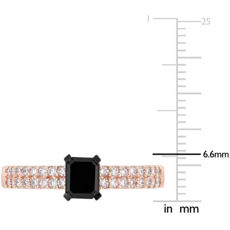 Midnight Black Womens 3/4 CT. T.W. Natural Diamond 14K Rose Gold Engagement Ring