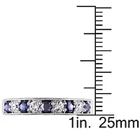 Modern Bride Gemstone Womens 2MM Lab Created Blue Sapphire Sterling Silver Wedding Band