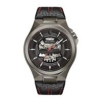 Bulova Maquina Mens Automatic Black Leather Strap Watch 98a237