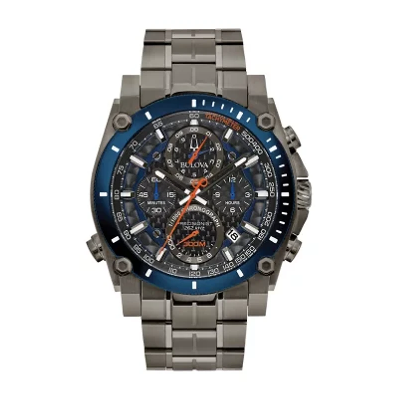 Bulova Precisionist Mens Gray Stainless Steel Bracelet Watch 98b343