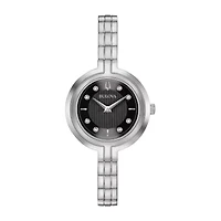 Bulova Rhapsody Womens Diamond Accent Silver Tone Stainless Steel Bracelet Watch 96p215