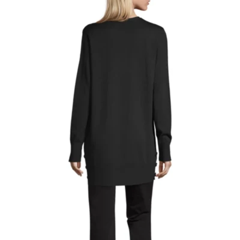 Worthington Womens Long Sleeve Open Front Cardigan