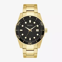 Bulova Mens Gold Tone Stainless Steel Bracelet Watch 98b375