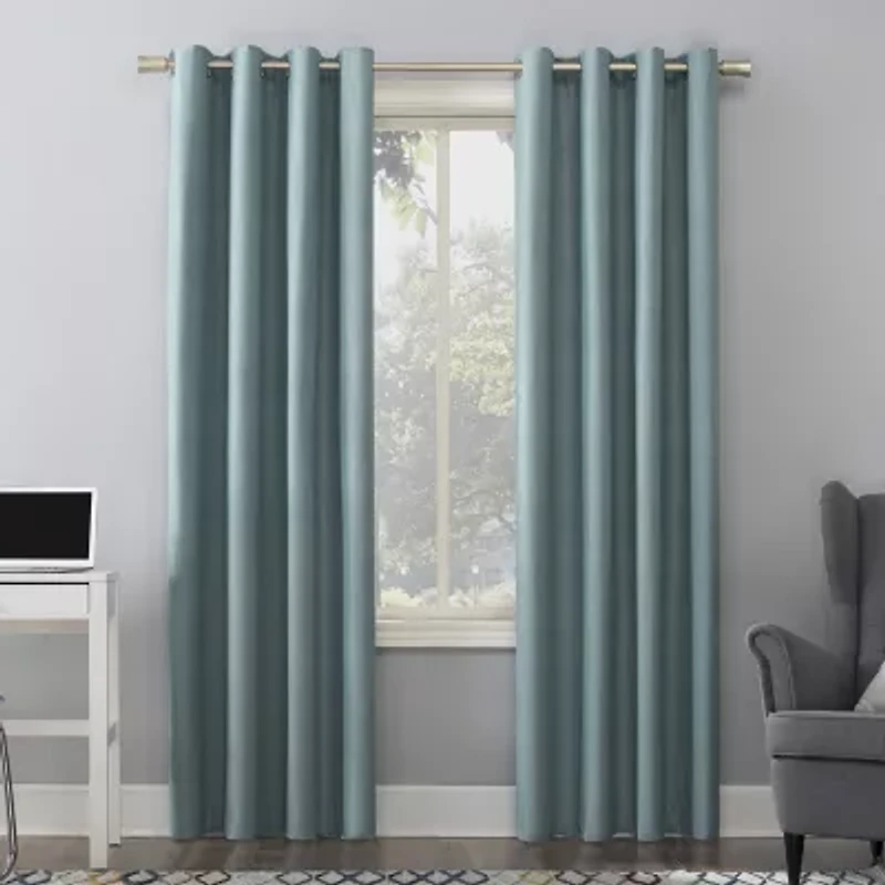 Sun Zero Duran Grommet Top Energy Saving 100% Blackout Single Curtain Panel