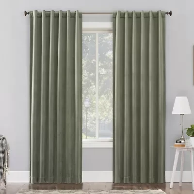 Sun Zero Amherst Velvet Thermal Extreme Back Tab Energy Saving 100% Blackout Single Curtain Panel