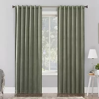 Sun Zero Amherst Velvet Thermal Extreme Back Tab Energy Saving 100% Blackout Single Curtain Panel