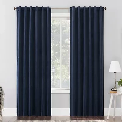 Sun Zero Amherst Velvet Thermal Extreme Back Tab Energy Saving 100% Blackout Single Curtain Panel