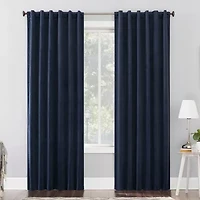 Sun Zero Amherst Velvet Thermal Extreme Back Tab Energy Saving 100% Blackout Single Curtain Panel