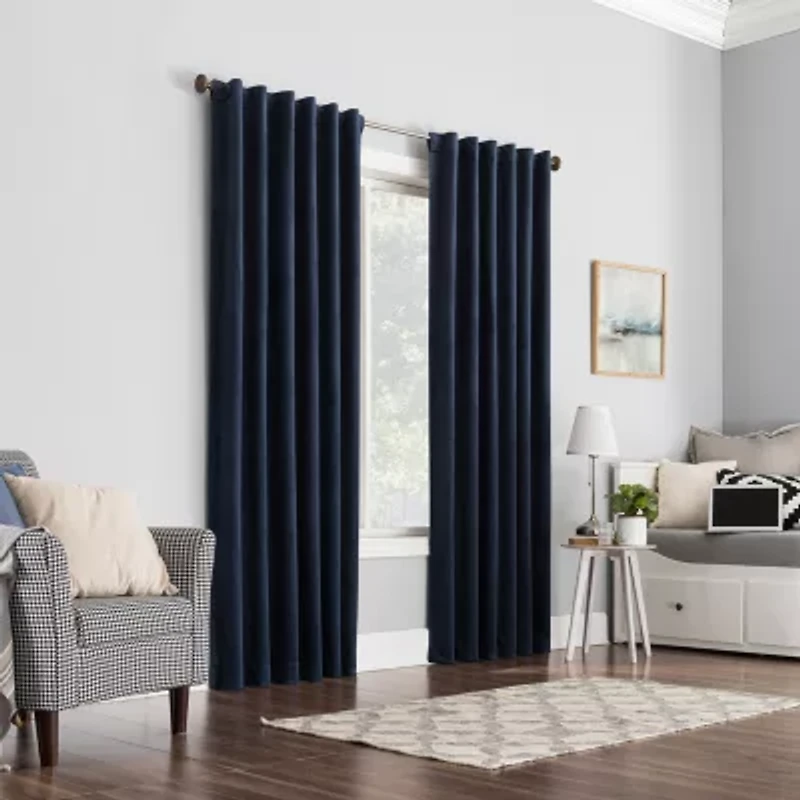 Sun Zero Amherst Velvet Thermal Extreme Back Tab Energy Saving 100% Blackout Single Curtain Panel