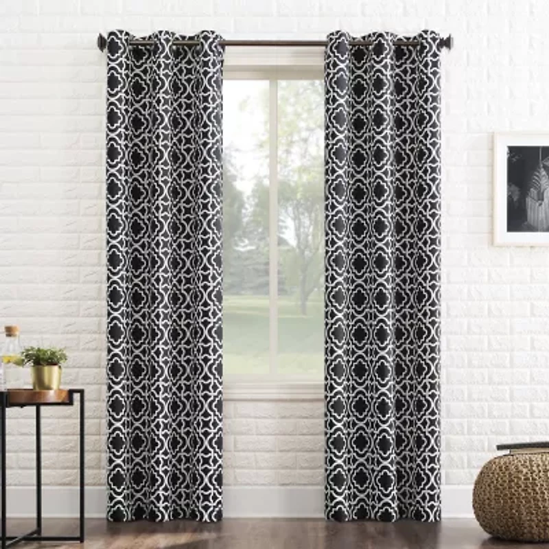 Sun Zero Barnett Trellis Grommet Top Energy Saving Blackout Single Curtain Panel