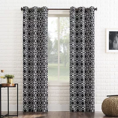 Sun Zero Barnett Trellis Grommet Top Energy Saving Blackout Single Curtain Panel