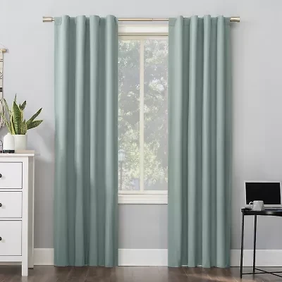 Sun Zero Cyrus Thermal Rod Pocket Back Tab Energy Saving 100% Blackout Single Curtain Panel