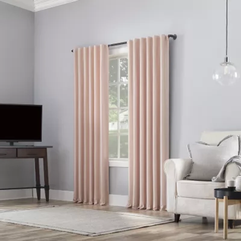 Sun Zero Evelina Faux Dupioni Silk Thermal Extreme Back Tab Energy Saving 100% Blackout Single Curtain Panel
