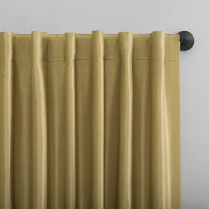Sun Zero Evelina Faux Dupioni Silk Thermal Extreme Back Tab Energy Saving 100% Blackout Single Curtain Panel