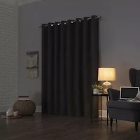Sun Zero Kline Burlap Weave Thermal Extreme Grommet Top Energy Saving 100% Blackout Single Curtain Panel