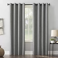 Sun Zero Kline Burlap Weave Thermal Extreme Grommet Top Energy Saving 100% Blackout Single Curtain Panel