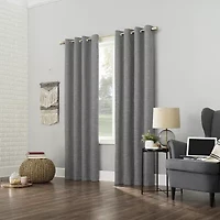 Sun Zero Kline Burlap Weave Thermal Extreme Grommet Top Energy Saving 100% Blackout Single Curtain Panel