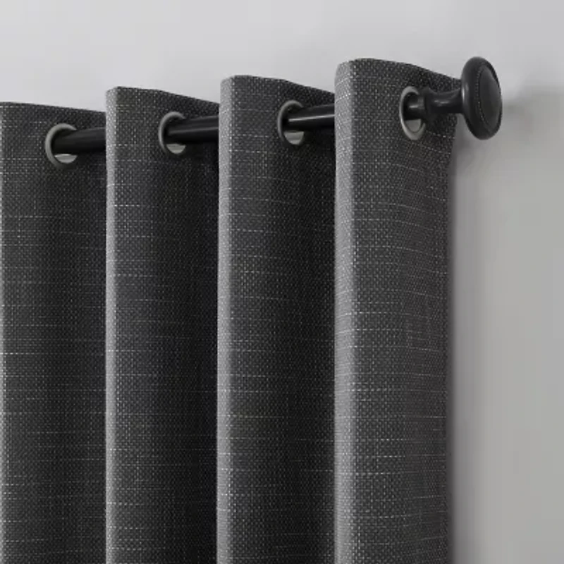 Sun Zero Kline Burlap Weave Thermal Extreme Grommet Top Energy Saving 100% Blackout Single Curtain Panel