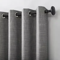 Sun Zero Kline Burlap Weave Thermal Extreme Grommet Top Energy Saving 100% Blackout Single Curtain Panel