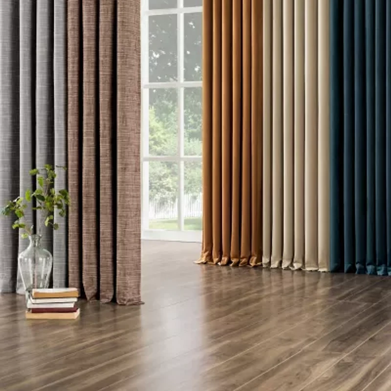Sun Zero Kline Burlap Weave Thermal Extreme Grommet Top Energy Saving 100% Blackout Single Curtain Panel