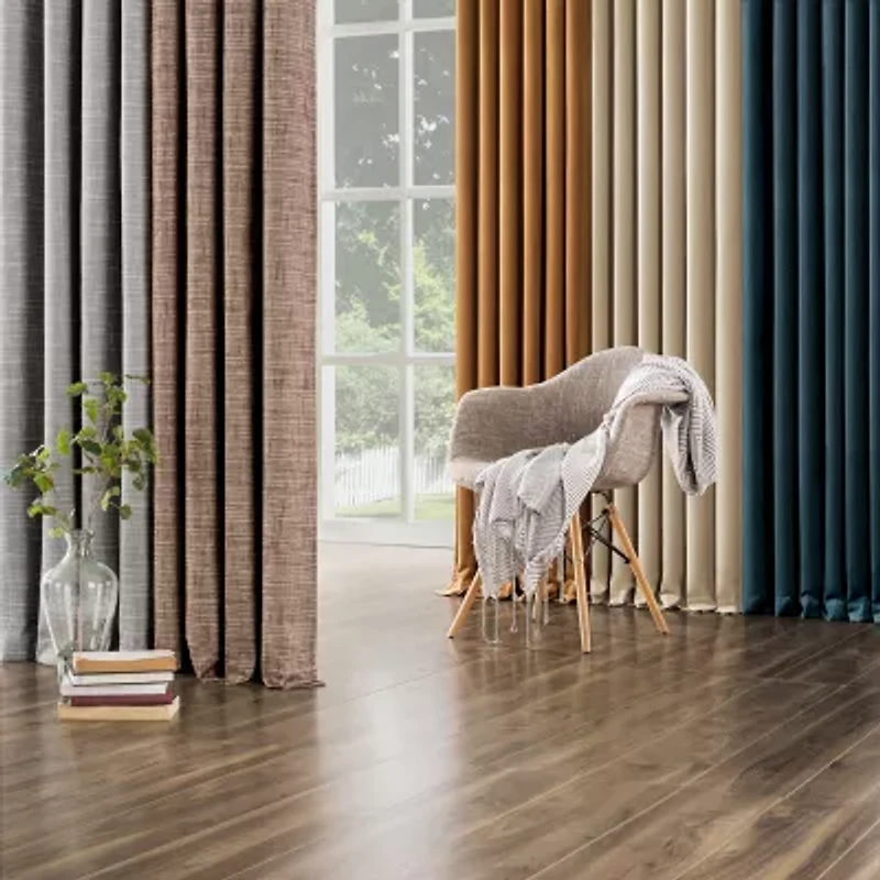 Sun Zero Kline Burlap Weave Thermal Extreme Grommet Top Energy Saving 100% Blackout Single Curtain Panel