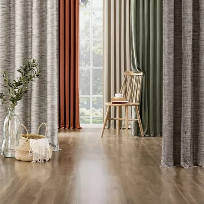 Sun Zero Kline Burlap Weave Thermal Extreme Grommet Top Energy Saving 100% Blackout Single Curtain Panel