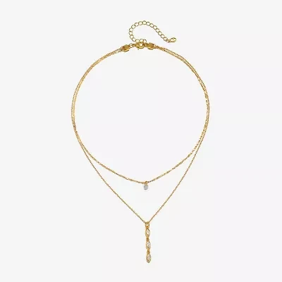 Bijoux Bar Delicates Gold Tone Womens Glass 16 Inch Pendant Necklace