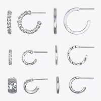 Bijoux Bar Delicates Silver Tone Womens 6 Pair Earring Set