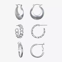 Bijoux Bar Delicates Silver Tone Womens 3 Pair Earring Set
