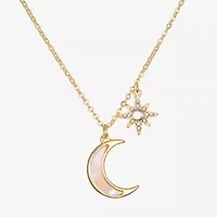 Bijoux Bar Delicates Gold Tone Womens Glass Moon Star 16 Inch Pendant Necklace