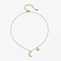 Bijoux Bar Delicates Gold Tone Womens Glass Moon Star 16 Inch Pendant Necklace