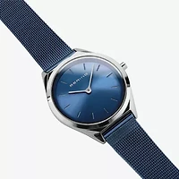 Bering Womens Blue Stainless Steel Bracelet Watch 17031-307
