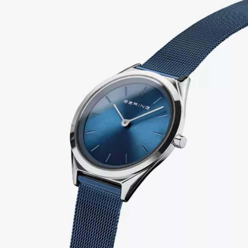 Bering Womens Blue Stainless Steel Bracelet Watch 17031-307
