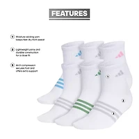 adidas Superlite Womens Multi-Pack 6 Pair Quarter Ankle Socks