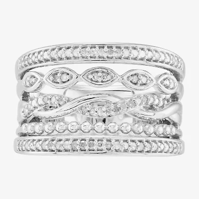 Limited Quantities! Womens 8MM 1/4 CT. T.W. Natural White Diamond Sterling Silver Band